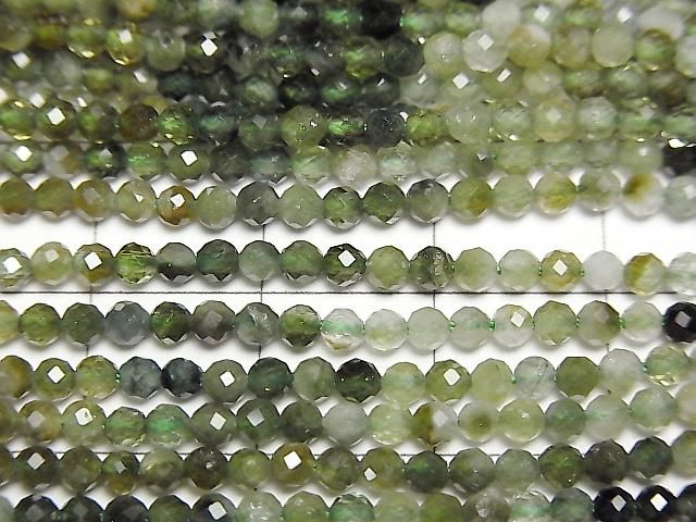 [Video] High Quality! Green Tourmaline AA+ Faceted Round 2.5mm 1strand beads (approx. 15 inches/37 cm)
