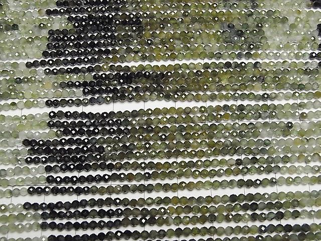 [Video] High Quality! Green Tourmaline AA+ Faceted Round 2.5mm 1strand beads (approx. 15 inches/37 cm)