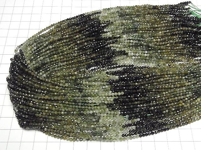 [Video] High Quality! Green Tourmaline AA+ Faceted Round 2.5mm 1strand beads (approx. 15 inches/37 cm)