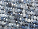 [Video] High Quality! Deep Blue Aquamarine AA Faceted Button Rondelle 3x3x2mm 1strand beads (approx. 15 inches/36 cm)