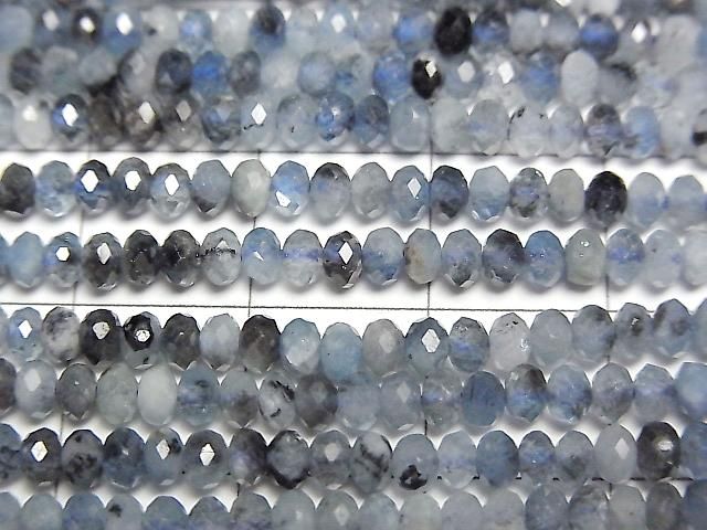 [Video] High Quality! Deep Blue Aquamarine AA Faceted Button Rondelle 3x3x2mm 1strand beads (approx. 15 inches/36 cm)