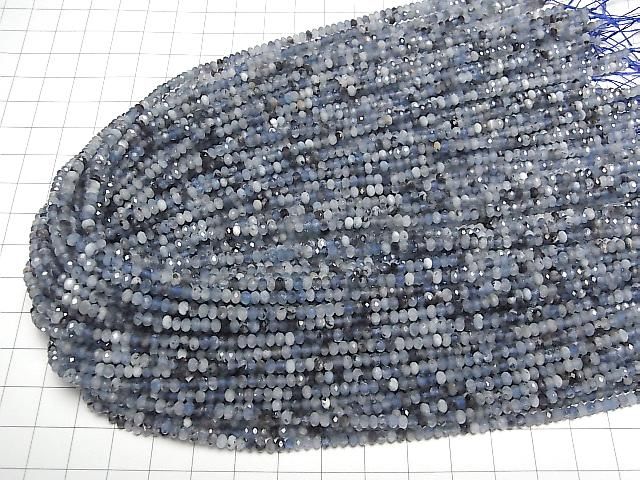 [Video] High Quality! Deep Blue Aquamarine AA Faceted Button Rondelle 3x3x2mm 1strand beads (approx. 15 inches/36 cm)