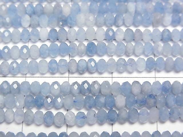 [Video] High Quality! Aquamarine AA++ Faceted Button Rondelle 3x3x2mm 1strand beads (aprx.15inch/37cm)