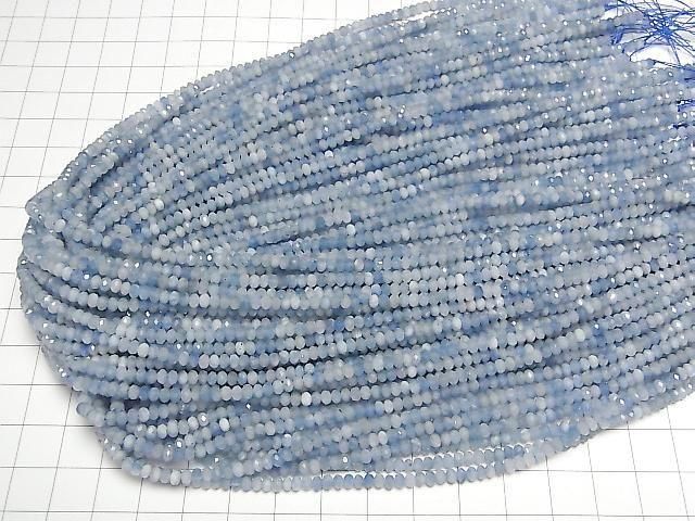 [Video] High Quality! Aquamarine AA++ Faceted Button Rondelle 3x3x2mm 1strand beads (aprx.15inch/37cm)