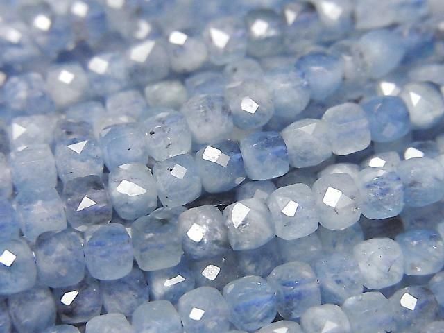 [Video] High Quality! Deep Blue Aquamarine AA+ Cube Shape 4x4x4mm Half or 1strand beads (approx. 15 inches/36 cm)