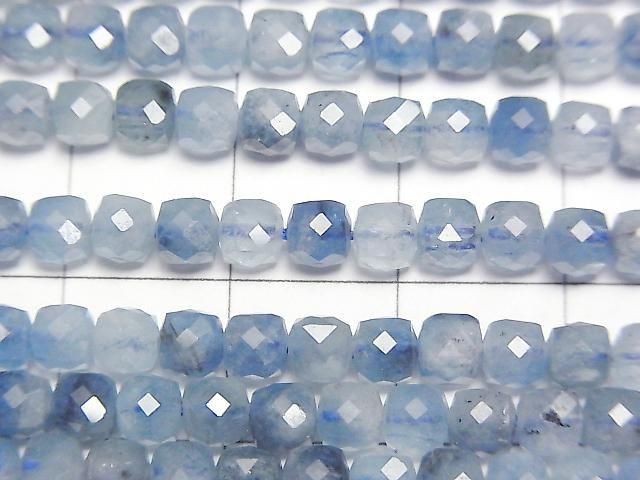 [Video] High Quality! Deep Blue Aquamarine AA+ Cube Shape 4x4x4mm Half or 1strand beads (approx. 15 inches/36 cm)