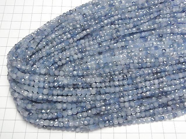 [Video] High Quality! Deep Blue Aquamarine AA+ Cube Shape 4x4x4mm Half or 1strand beads (approx. 15 inches/36 cm)