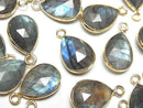 [Video] Labradorite AA++ Bezel Setting Pear Shape 15x11mm Rose Cut 18KGP 2pcs