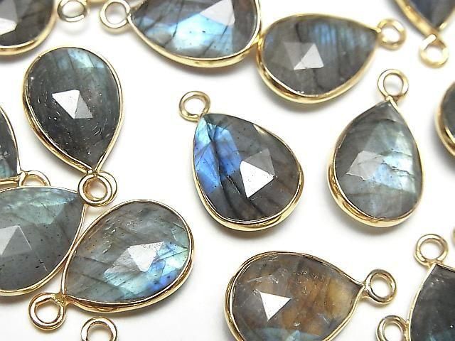 [Video] Labradorite AA++ Bezel Setting Pear Shape 15x11mm Rose Cut 18KGP 2pcs
