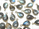[Video] Labradorite AA++ Bezel Setting Pear Shape 15x11mm Rose Cut 18KGP 2pcs