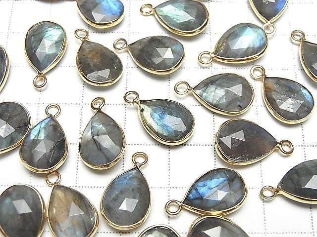 [Video] Labradorite AA++ Bezel Setting Pear Shape 15x11mm Rose Cut 18KGP 2pcs