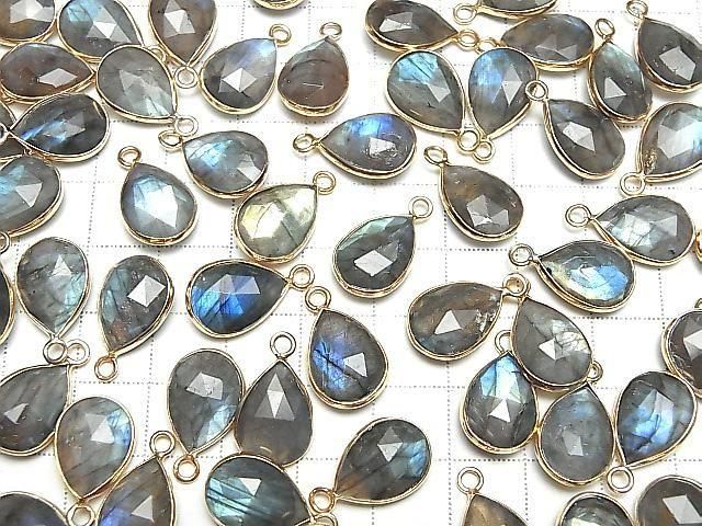 [Video] Labradorite AA++ Bezel Setting Pear Shape 15x11mm Rose Cut 18KGP 2pcs