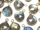 [Video]Labradorite AA++ Bezel Setting Chestnut 13x13mm Rose Cut 18KGP 2pcs