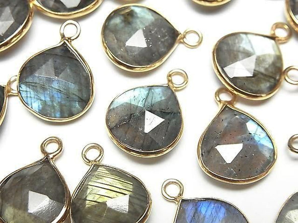 [Video]Labradorite AA++ Bezel Setting Chestnut 13x13mm Rose Cut 18KGP 2pcs