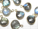 [Video]Labradorite AA++ Bezel Setting Chestnut 13x13mm Rose Cut 18KGP 2pcs