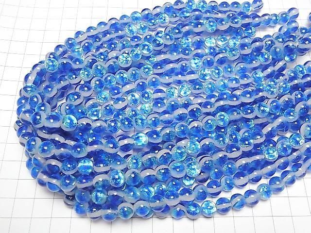 [Video] Lampwork Beads Round 8mm [Miyako Marine/Luminous type] 1/4 or 1 strand beads (approx. 15 inches/36 cm)