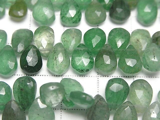 [Video] Green Aventurine AA++ Pear Shape Faceted Briolette Half or 1strand beads (approx. 7 inches/18 cm)
