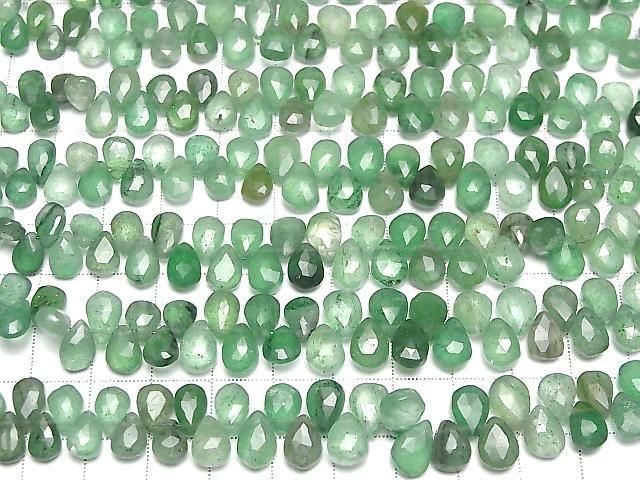 [Video] Green Aventurine AA++ Pear Shape Faceted Briolette Half or 1strand beads (approx. 7 inches/18 cm)
