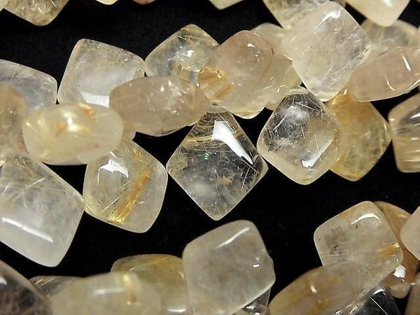 [Video] Rutilated Quartz AA+ Deformed Diamond Shape  (Smooth) Half or 1strand beads (approx. 7 inches/17 cm)