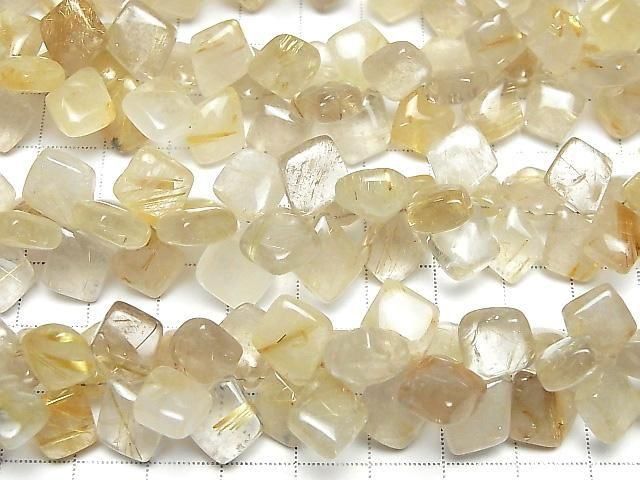 [Video] Rutilated Quartz AA+ Deformed Diamond Shape  (Smooth) Half or 1strand beads (approx. 7 inches/17 cm)