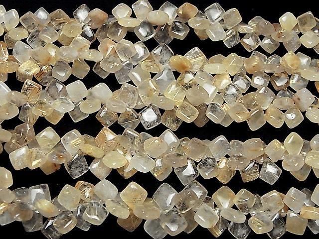 [Video] Rutilated Quartz AA+ Deformed Diamond Shape  (Smooth) Half or 1strand beads (approx. 7 inches/17 cm)