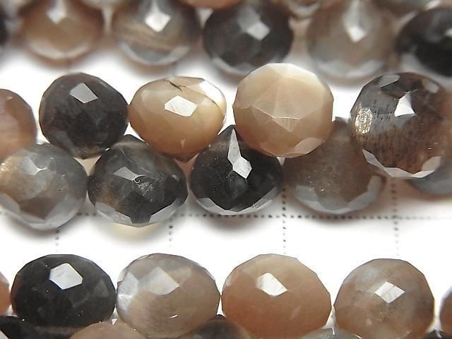 [Video] Silver & Golden Sheen Multicolor Moonstone AA++ Onion Faceted Briolette Half or 1 strand beads (approx. 7 inches/18 cm)