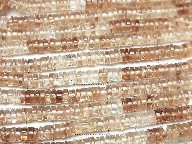 [Video] High Quality Brown Topaz AAA- Rondelle (Heishi) Half or 1 strand beads (approx. 15 inches/36 cm)
