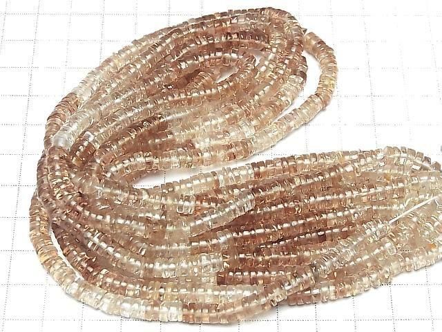 [Video] High Quality Brown Topaz AAA- Rondelle (Heishi) Half or 1 strand beads (approx. 15 inches/36 cm)