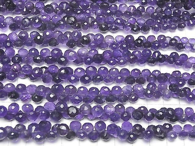 [Video] Amethyst AA++ Onion Faceted Briolette half or 1 strand beads (approx. 7 inches/18 cm)