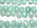 [Video]Amazonite AA++ Pear shape Faceted Briolette half or 1strand beads (aprx.7inch/17cm)