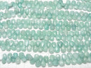 [Video]Amazonite AA++ Pear shape Faceted Briolette half or 1strand beads (aprx.7inch/17cm)