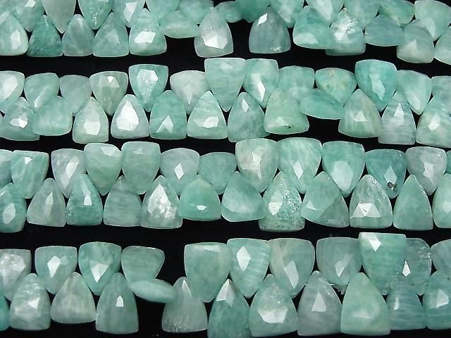 [Video]Amazonite AA++ Triangle Faceted Briolette half or 1strand beads (aprx.7inch/18cm)