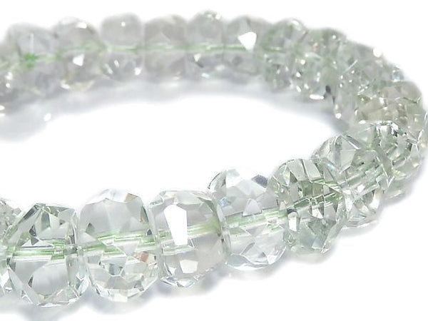 [Video][One of a kind] High Quality Green Amethyst AAA Faceted Nugget Bracelet NO.1