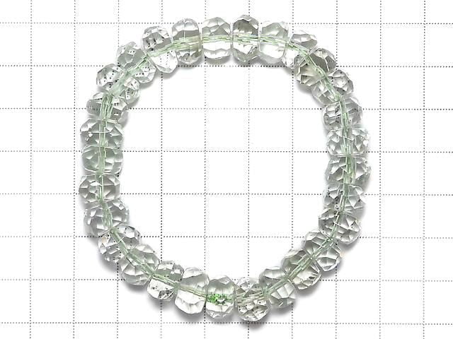 [Video][One of a kind] High Quality Green Amethyst AAA Faceted Nugget Bracelet NO.1