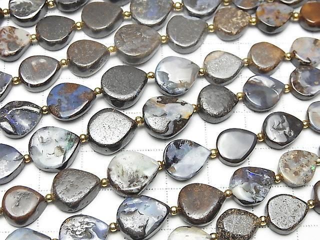[Video] Boulder Opal Vertical Hole Pear Shape 1strand beads (15 pcs)
