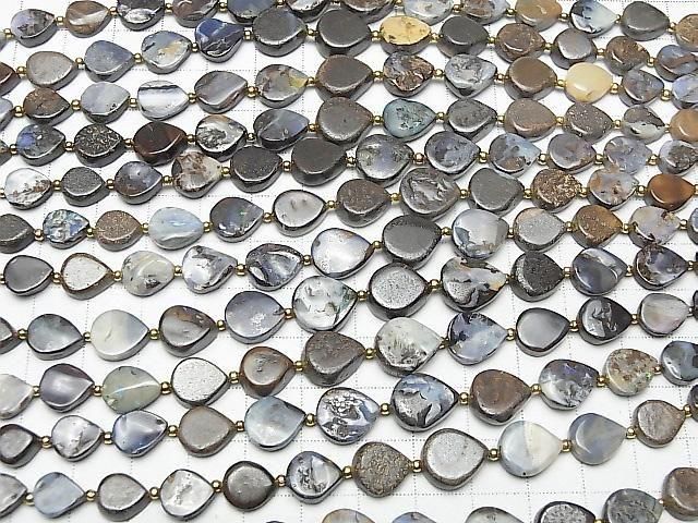 [Video] Boulder Opal Vertical Hole Pear Shape 1strand beads (15 pcs)