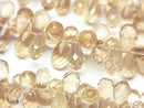 [Video]High Quality Natutal Champagne Color Quartz AAA Drop Faceted Briolette half or 1strand beads (aprx.8inch/20cm)