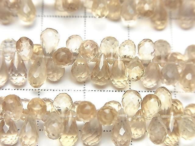 [Video]High Quality Natutal Champagne Color Quartz AAA Drop Faceted Briolette half or 1strand beads (aprx.8inch/20cm)