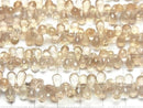 [Video]High Quality Natutal Champagne Color Quartz AAA Drop Faceted Briolette half or 1strand beads (aprx.8inch/20cm)