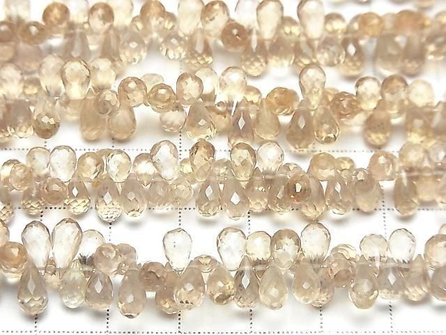 [Video]High Quality Natutal Champagne Color Quartz AAA Drop Faceted Briolette half or 1strand beads (aprx.8inch/20cm)