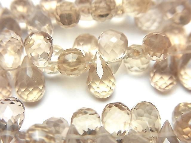 [Video]High Quality Natutal Champagne Color Quartz AAA Drop Faceted Briolette half or 1strand beads (aprx.7inch/18cm)