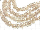 [Video]High Quality Natutal Champagne Color Quartz AAA Drop Faceted Briolette half or 1strand beads (aprx.7inch/18cm)
