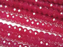 [Video] High Quality! Synthetic Ruby AAA Faceted Button Rondelle 4x4x3mm Half or 1strand beads (approx. 15 inches/37 cm)