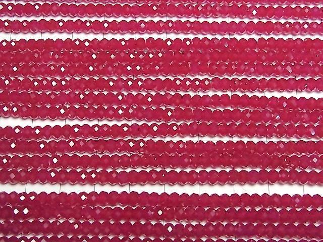 [Video] High Quality! Synthetic Ruby AAA Faceted Button Rondelle 4x4x3mm Half or 1strand beads (approx. 15 inches/37 cm)
