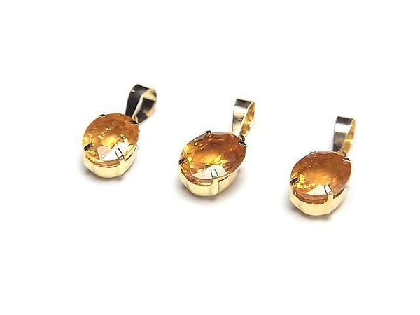 [Video][Japan]High Quality Spessartite Garnet AAA Oval Faceted 7x5mm Pendant [18K Yellow Gold] 1pc