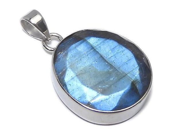 [Video][One of a kind] Rainbow Labradorite AAA- Faceted Pendant Silver925 NO.2