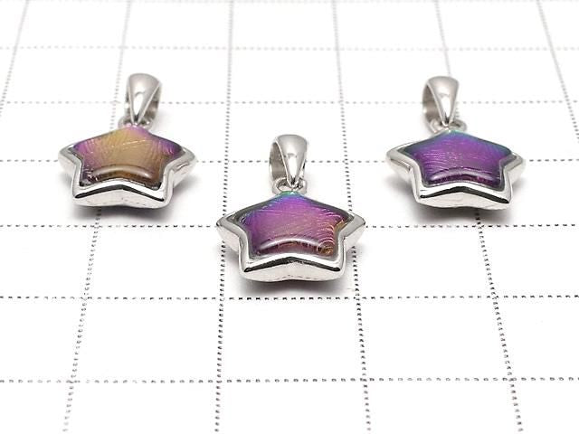 Pendentif motif étoile météorite (Muonionalusta) 11x11mm couleur arc-en-ciel Argent925 1 pièce