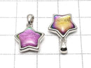 [Video] Meteorite (Muonionalusta) Star Pendant 13x13mm Rainbow Color Silver925 1 Piece