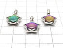 [Video] Meteorite (Muonionalusta) Star Pendant 13x13mm Rainbow Color Silver925 1 Piece