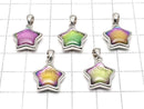[Video] Meteorite (Muonionalusta) Star Pendant 13x13mm Rainbow Color Silver925 1 Piece
